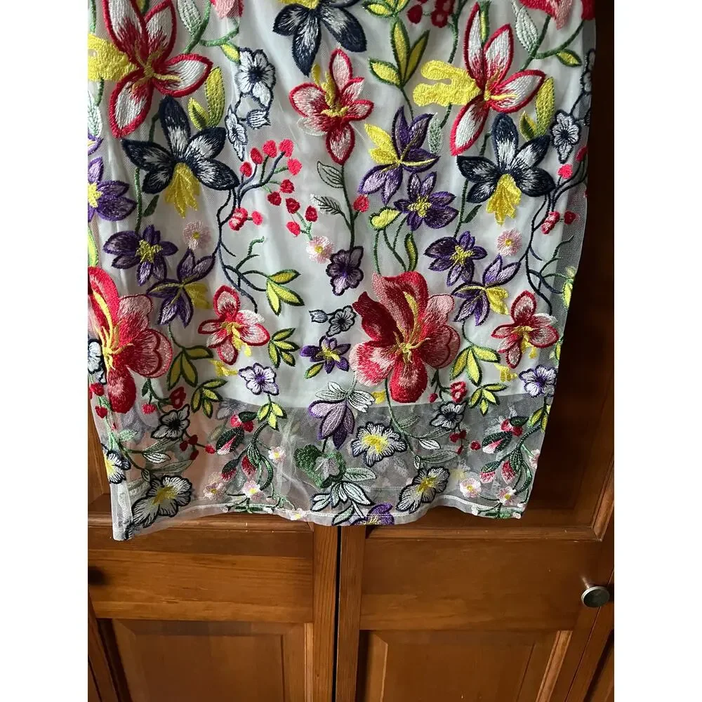 Alexia Admor Women's Floral Embroidered Mesh Overlay Sheath Dress Multicolor  4 - Picture 7 of 10